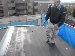 屋根バイオ洗浄剤散布