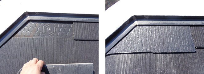 スレート屋根材の欠損部補修