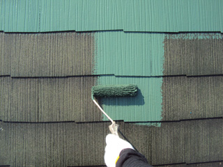 屋根　上塗り　1回目