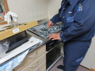 新規ガスコンロ取付