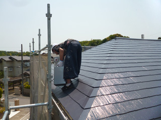 屋根塗装　上塗り　2回目