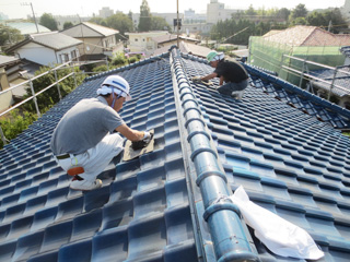 屋根しっくい補修