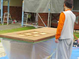 ドア家具調塗装作業