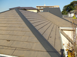 褐色が目立つ屋根