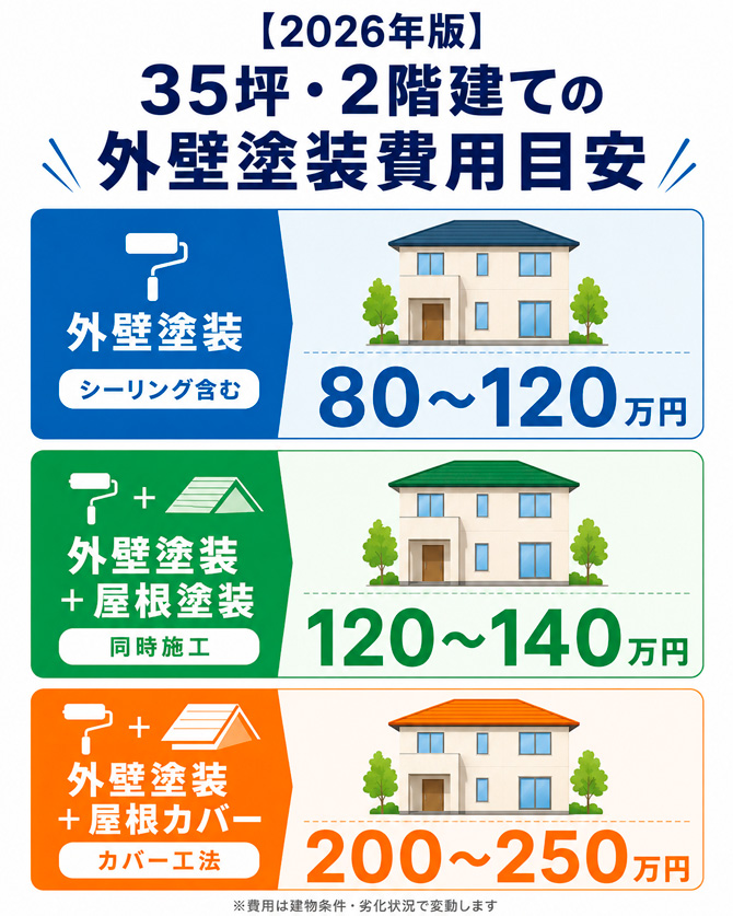 35坪2階建ての外壁塗装の目安