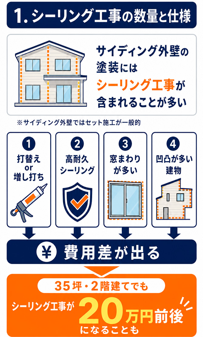 シーリング工事の数量と仕様
