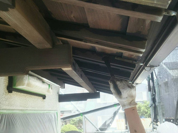 和風家屋の外壁と垂木あらわしの塗装