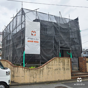 【中央区浜野町】屋根外壁塗装工事がスタートしました