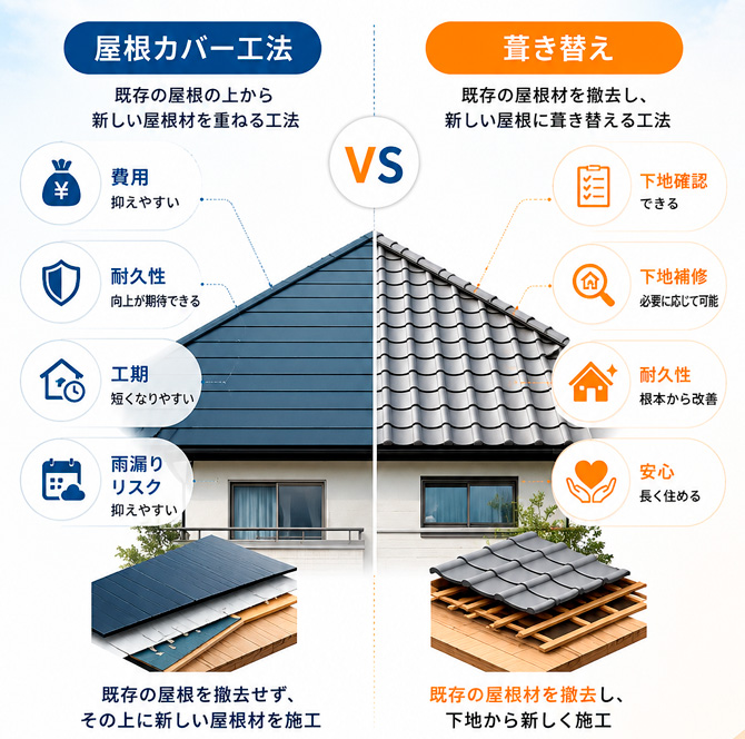 屋根リフォーム工法について