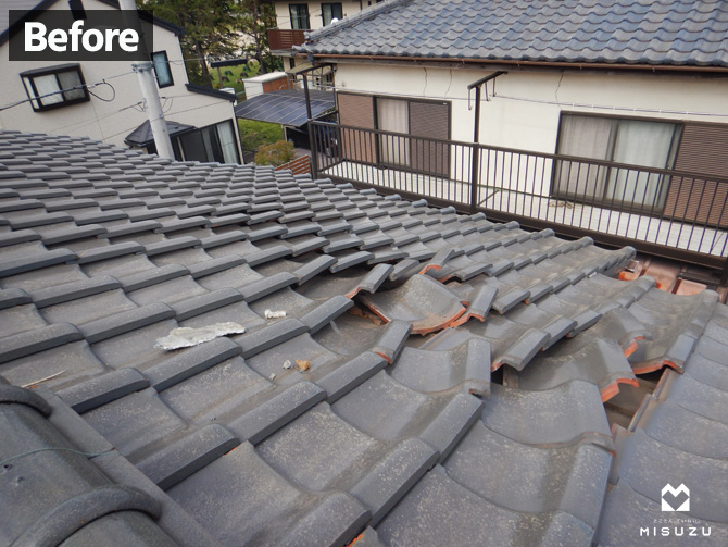 市原市・台風被害による屋根葺き替え　施工前