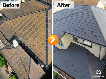 千葉市花見川区でダイワハウス戸建てのスーパーガルテクトを使用した屋根カバーと外壁塗装工事の写真