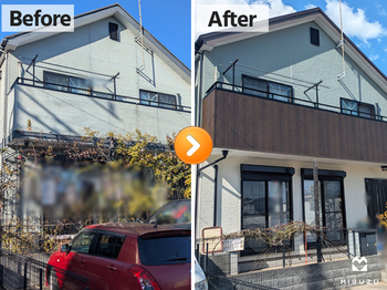 千葉市中央区祐光で築25年戸建て バルコニー外壁張替・屋根カバー・外壁塗装施工事例の写真