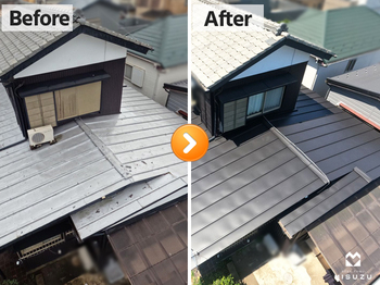 市原市で築53年住宅の下屋根全面葺き替え工事の写真